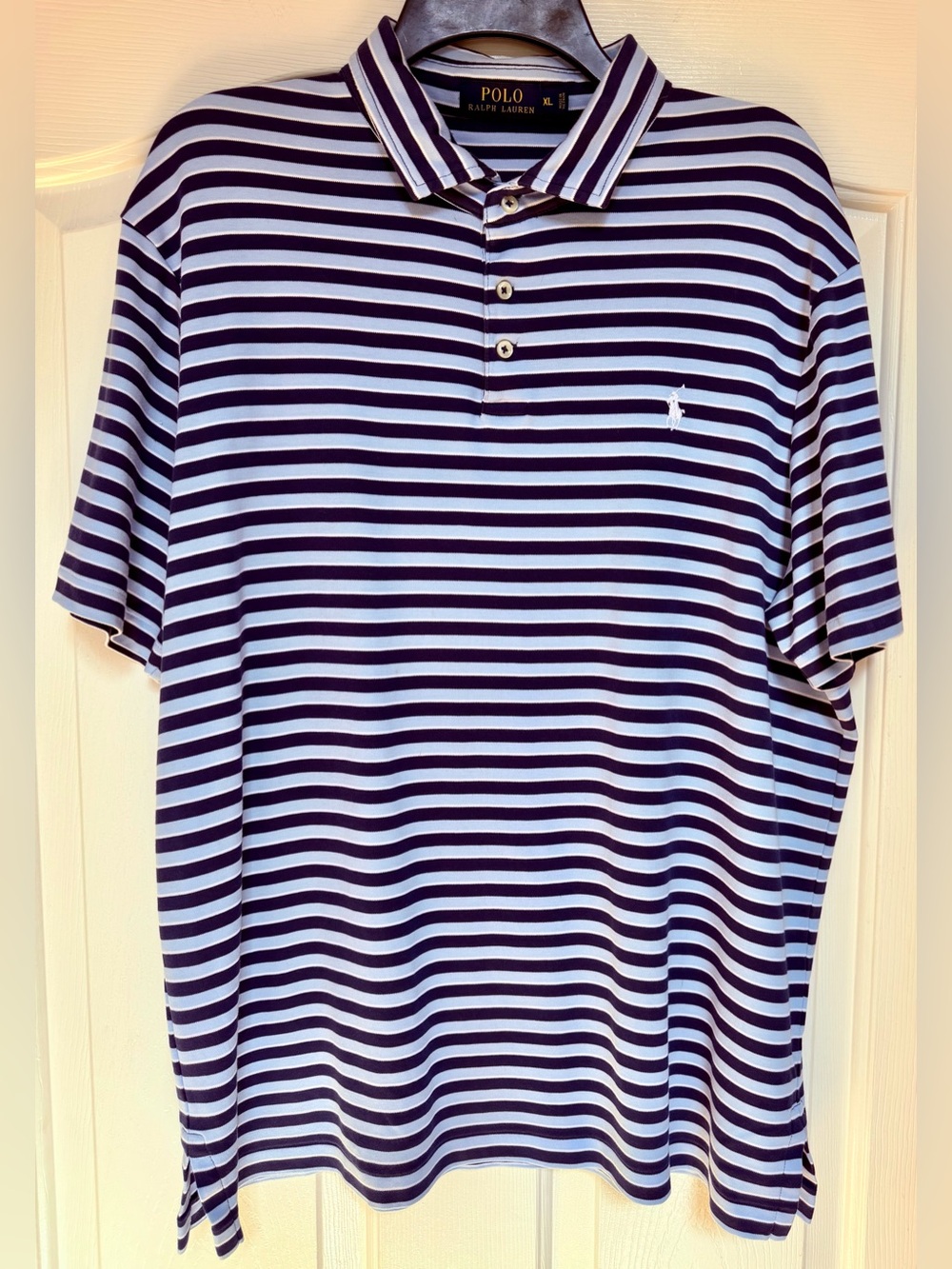 Polo Ralph Lauren Striped Polo Shirt Navy Blue XL Classic Cotton